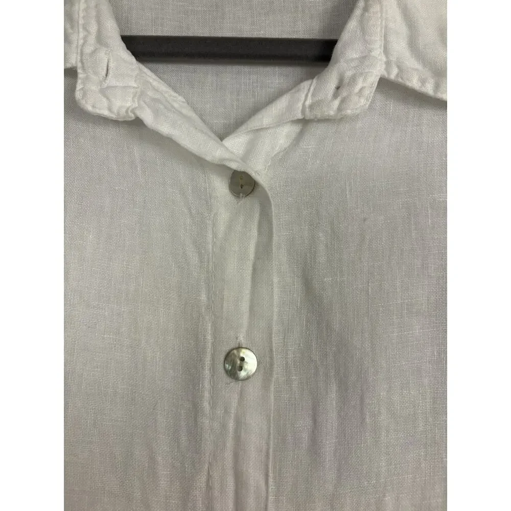 Meo Meli 100% Linen Shirt Dress Button Front Lagenlook White ONE SIZE Italy Made - Picture 3 of 8